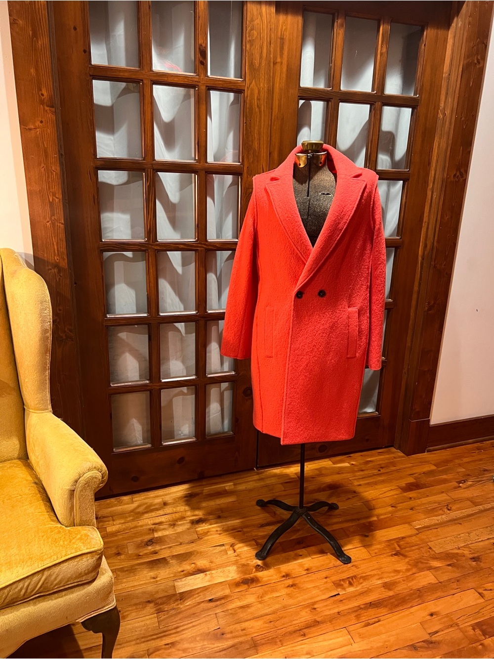 J. Crew Italian Boiled Wool Double Breasted Coat Pink